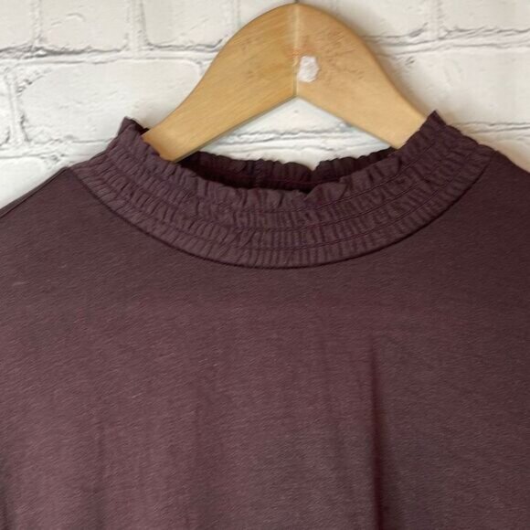 Lane Bryant Women’s Chocolate Plum Smock Neck Long Sleeve Shirt size 18/20 - Picture 2 of 5